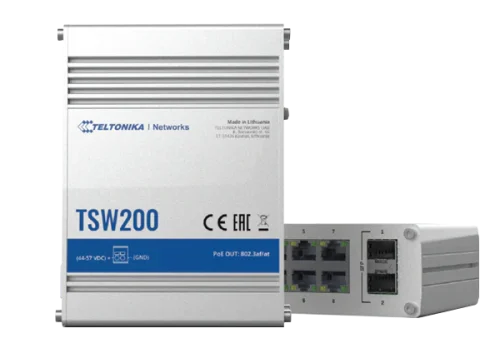 Teltonika TSW200 8xPOE+10/100/1000 Mbps Ports | Industrial Unmanaged POE+ Ethernet Switch