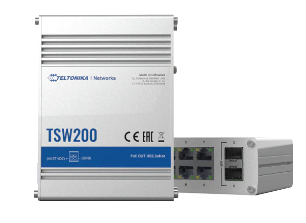 Teltonika TSW200 8xPOE+10/100/1000 Mbps Ports | Industrial Unmanaged POE+ Ethernet Switch